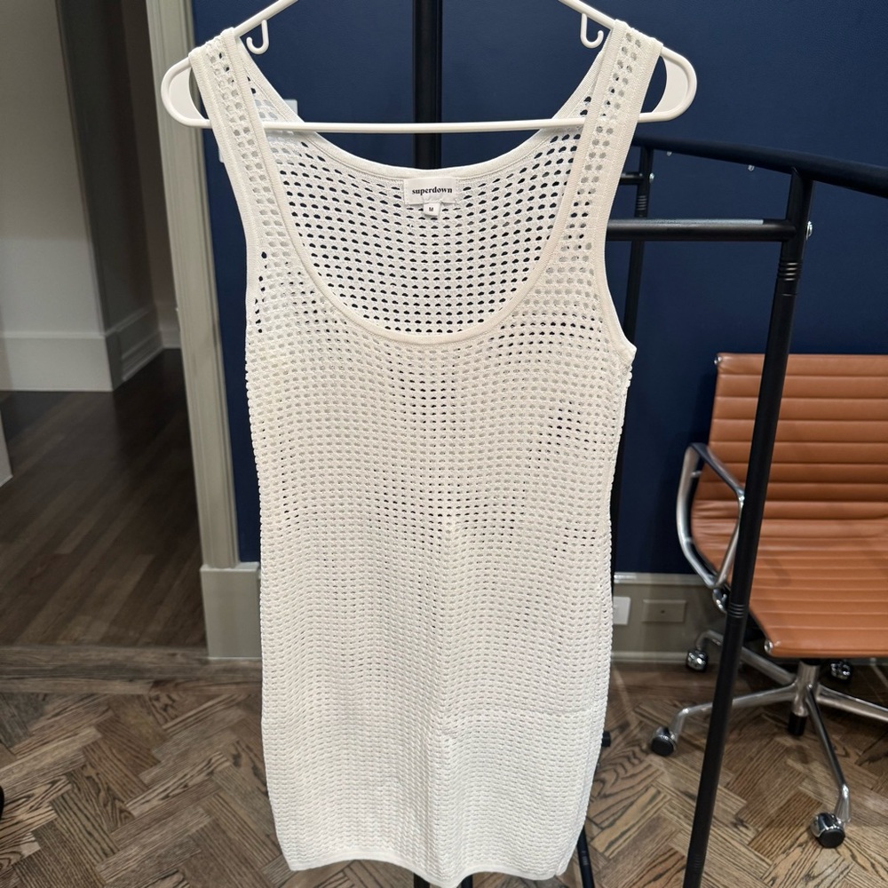 superdown White Open-Knit Swim Cover-Up